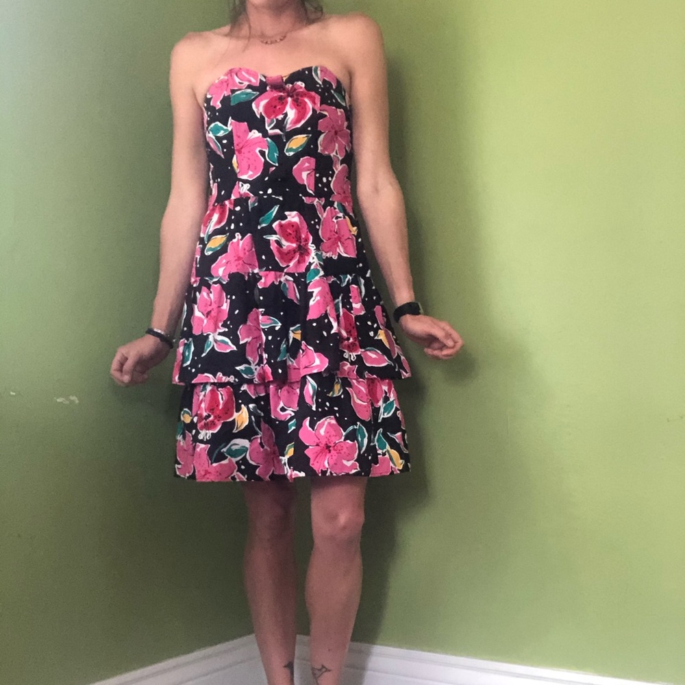 Vintage strapless floral dress!!